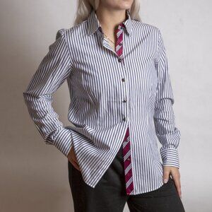 Brooks Brothers 346 Red/White/Blue Stripe LS Button Up Sz 8P Petite Regular Fit‎